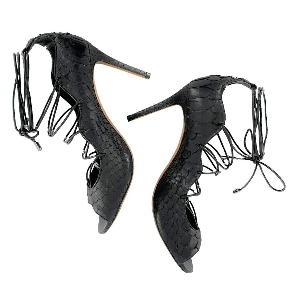 Alexandre Birman Donna Black Python Textured Leat… - image 5